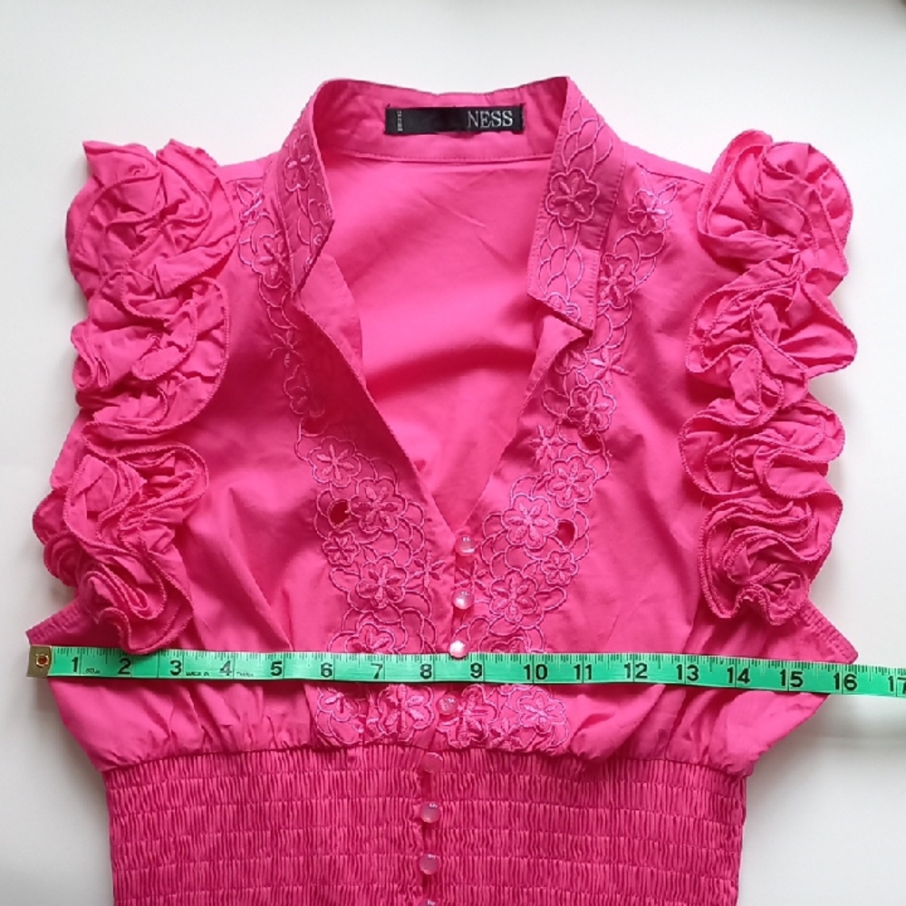 Pink Ruffled Smocked Blouse - Picture 9 of 10